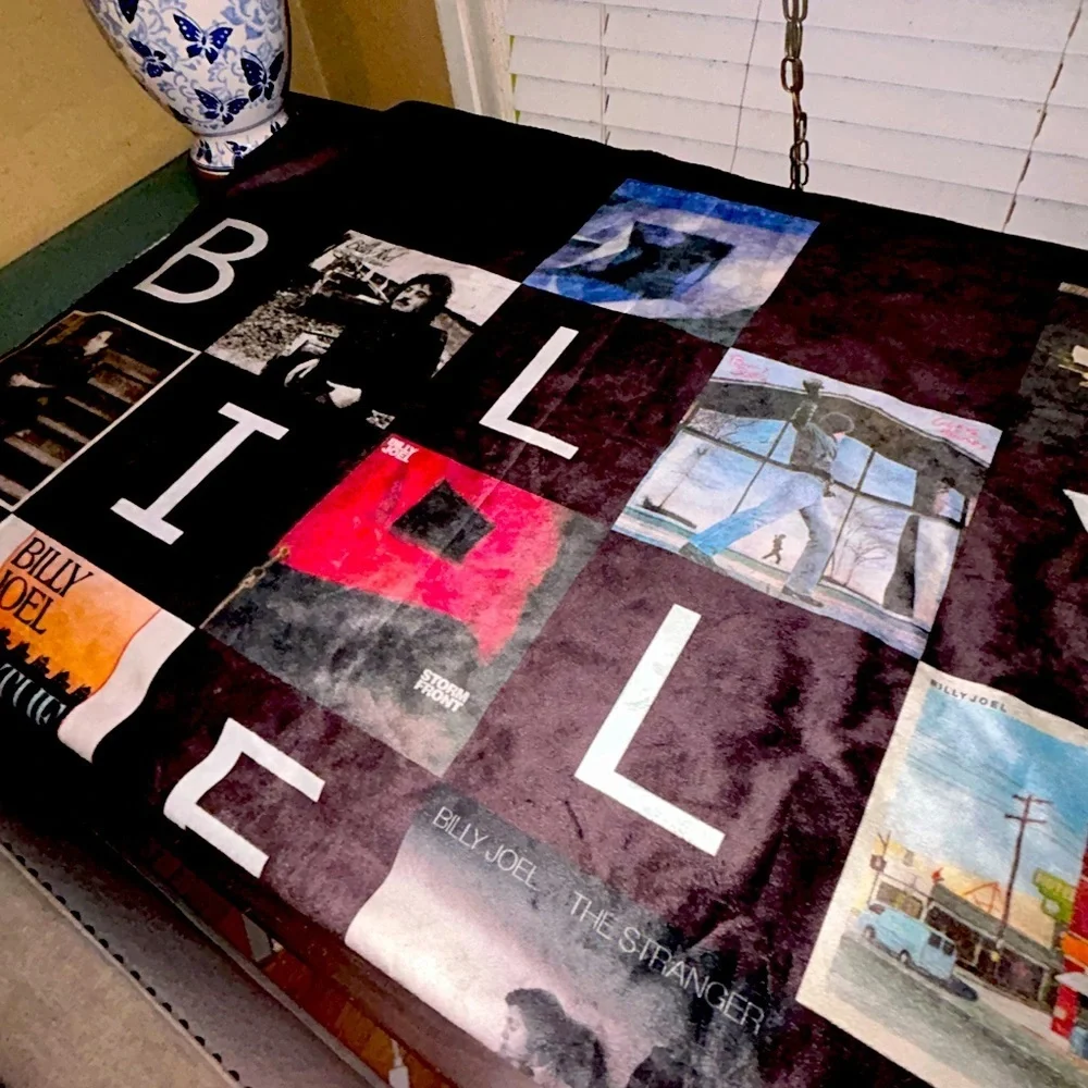 Billy Joel Album Cover Throw Blanket Collectible Patchwork Edition Sherpa